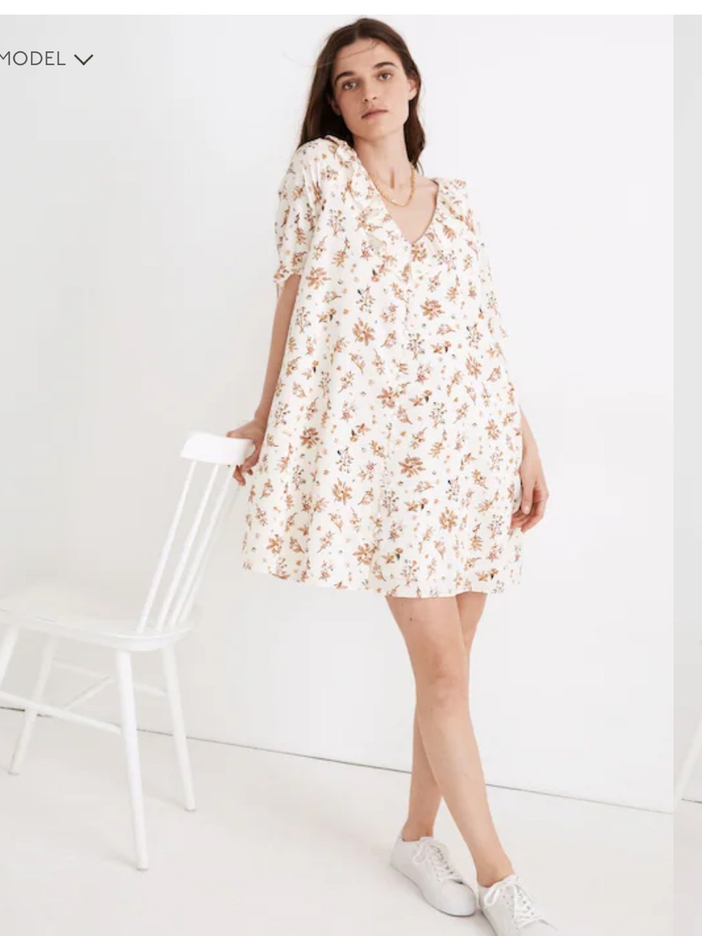Madewell Ruffle Button-Front Trapeze Dress in Floral Reef